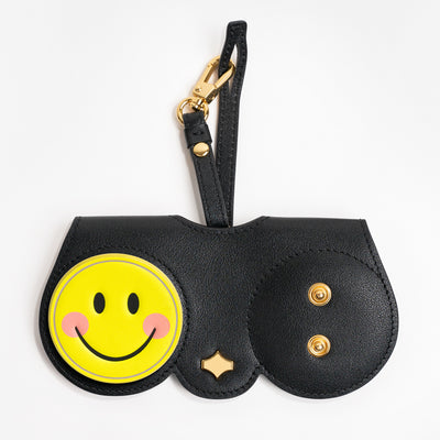 Patch double button - Smiley - Leather