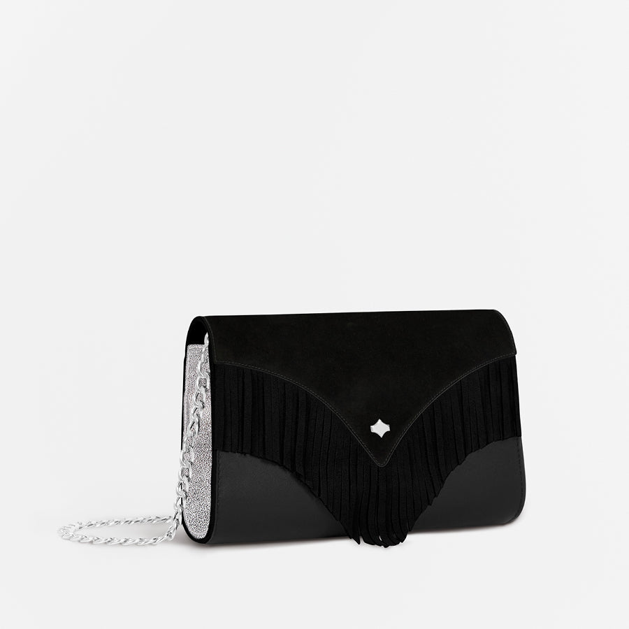 Emblem Bag Fringes-Black Silver