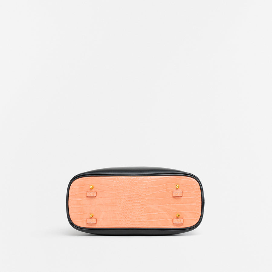 Bag L - Black Croco Peach