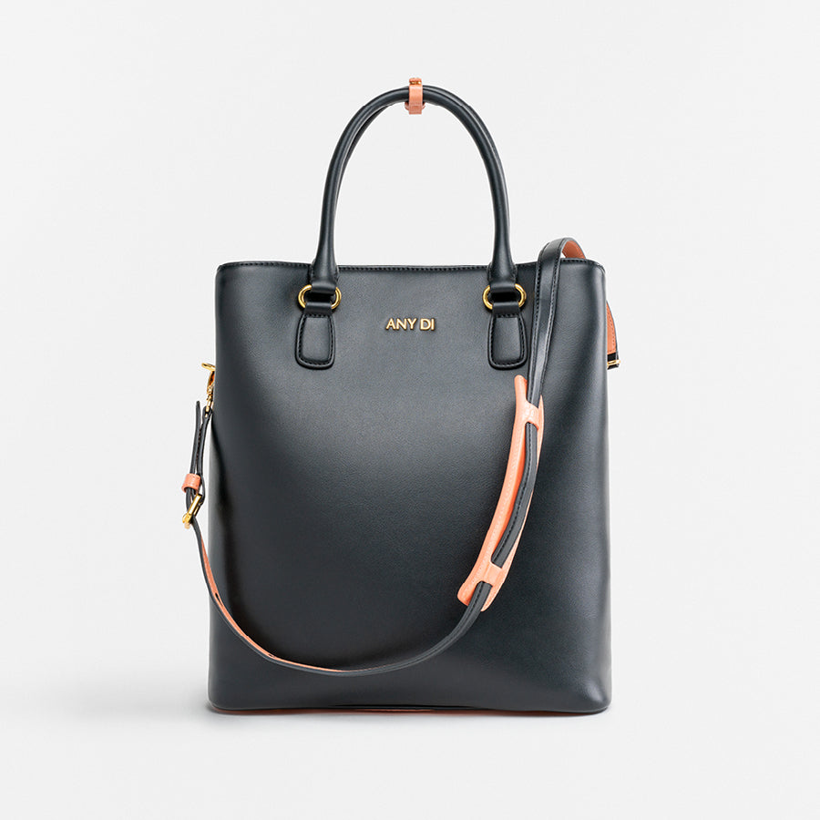 Bag L - Black Croco Peach