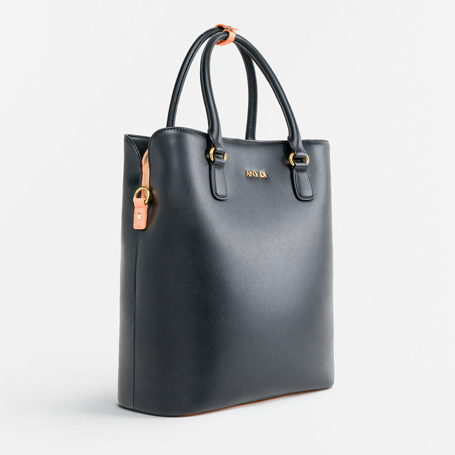 Bag L - Black Croco Peach